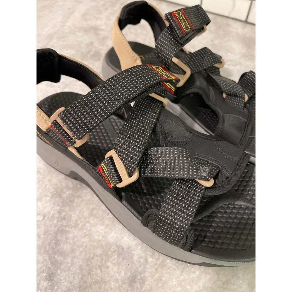 Ozark Trail Sandals Mens 8 Black Tan Strappy Outdoor Hiking Sport Sandals